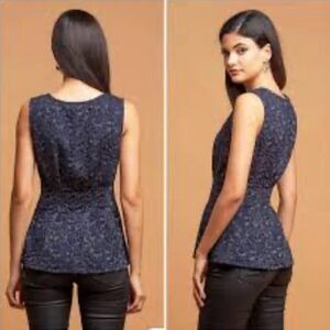 Eva Franco Anthropologie Sleeveless Peplum top Metallic thread S NWOT